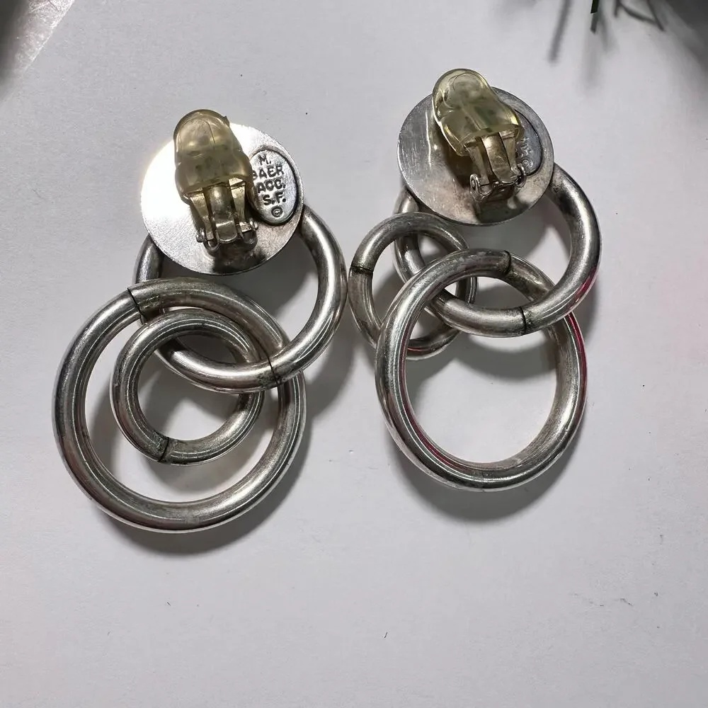 Silver hoop clip on earrings